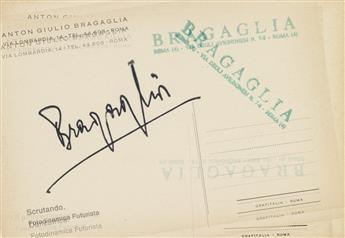 ANTON GIULIO BRAGAGLIA (1890-1960) Mini-archive with 6 printed postcards of Bragaglias iconic photographs from 1911-13.